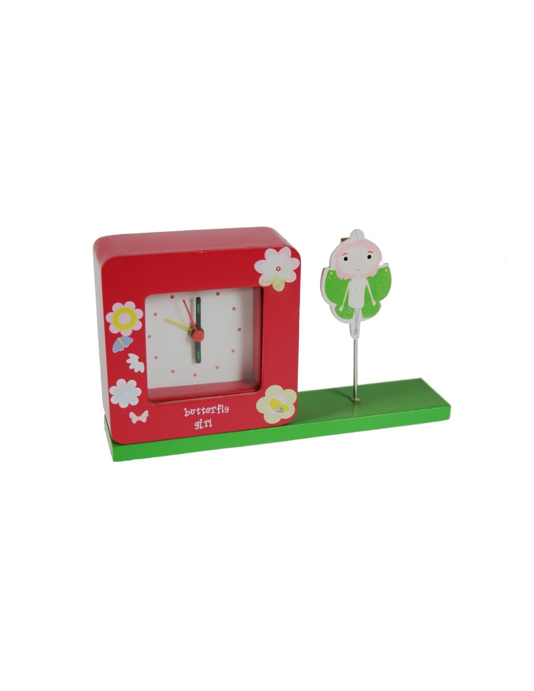 Reloj despertador infantil con porta notas. Medidas:12x20x5 cm.