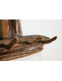 Colgador en madera maciza de teca muy rustico de diseño primitivo