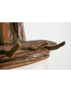 Colgador en madera maciza de teca muy rustico de diseño primitivo 2