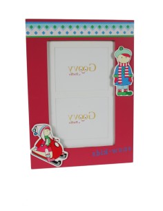 Porte-photo enfant pour deux photographies rouges.
