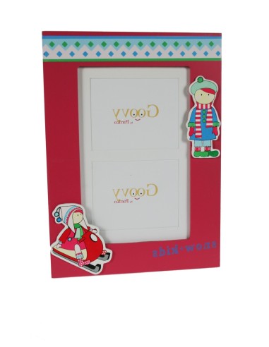 Porta foto infantil para dos fotografías de color rojo.