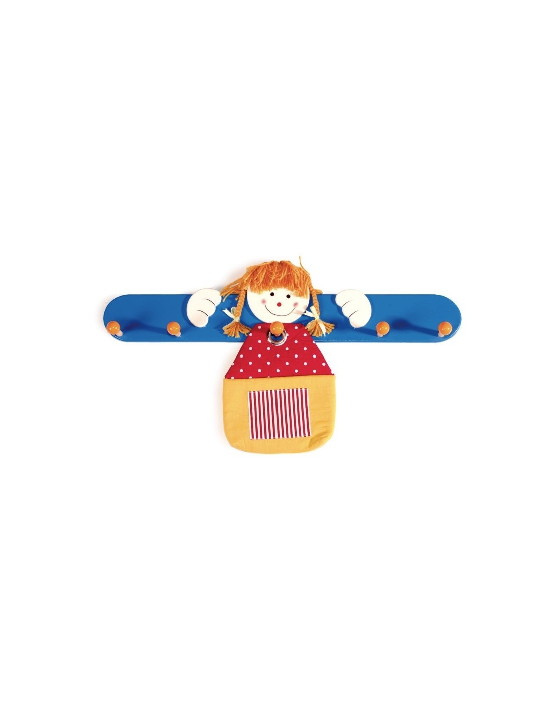 Penjador penjador infantil de fusta amb colors 5 ganxos rodons decoració de canell amb bossa