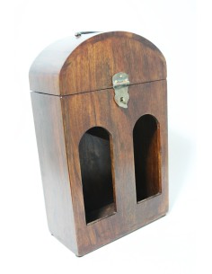 Caja botellero doble en madera maciza de acacia caja para dos botellas de vino estilo rustico. Medidas 40x23x12 cm.