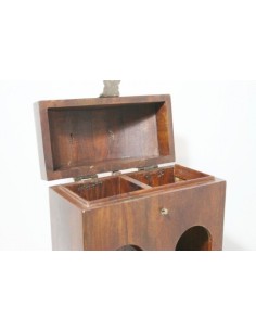 Caja botellero doble en madera  maciza de acacia caja para dos botellas de vino estilo rustico 2
