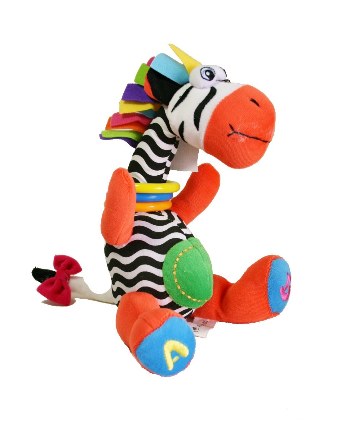 Colorida jirafa para bebé con diferentes materiales para la motricidad infantil