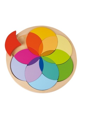 Puzzle mosaïque en bois rond de jeu de société multicolore