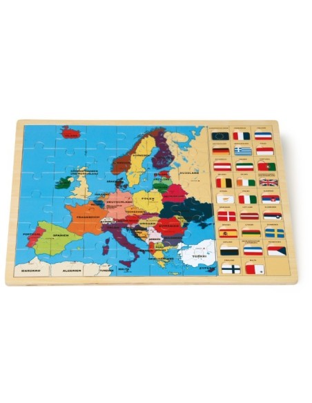 Puzzle Europa con Banderas de Madera