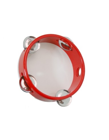 Tambourin musical amusant pour enfants avec cloches en bois rouge.