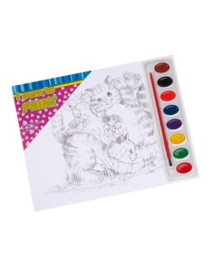 Set de Pintura de 8 acuarelas, pincel y 4 bocetos para pintar manualidades creativas para niño niña. Medida kit: 22x28 cm.