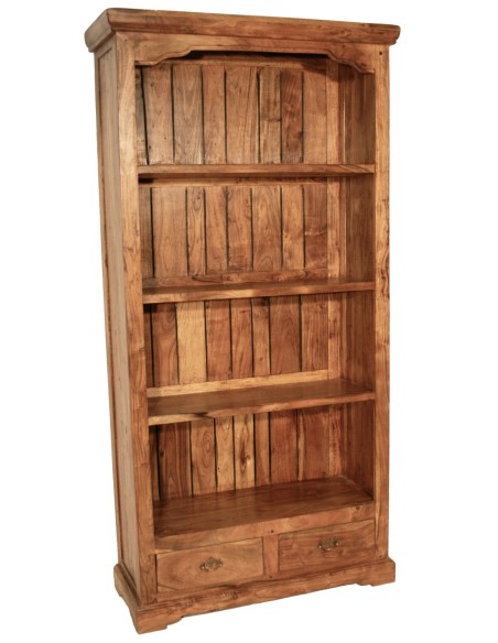 Librería estantería rústica de madera maciza de acacia con 4 baldas. Medidas totales: 180x90x35 cm.