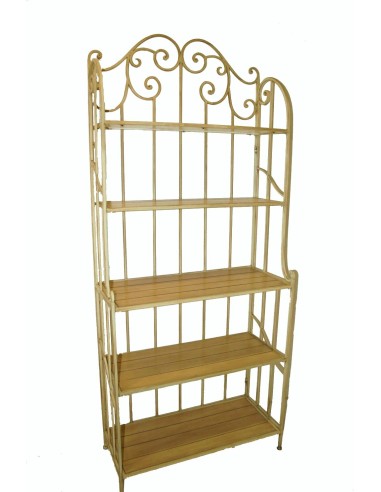 Étagère bibliothèque en fer blanc et bois style vintage