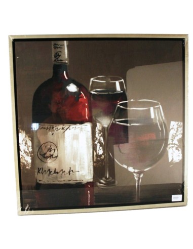 Cuadro pintado al óleo botella de vino