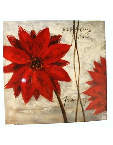 Peinture à l'huile peinte sur toile avec motif fleur rouge.