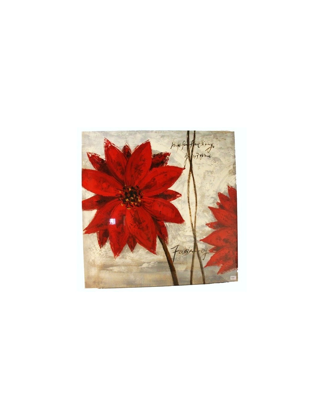 Quadre a l'oli pintat sobre tela amb motiu flor vermella.