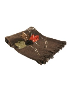 Manta decorativa per a sofà i llit color marró amb brodat i serrell