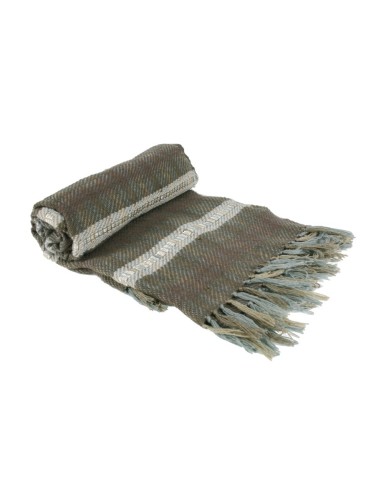 Couverture polyvalente marron avec franges et rayures idéale pour le canapé