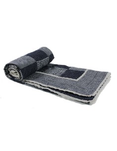 Couverture matelassée décorative pour canapé et lit Bleu avec dentelle