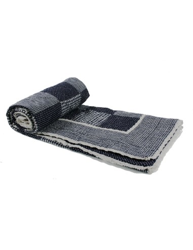Couverture matelassée décorative pour canapé et lit Bleu avec dentelle