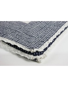 Couverture matelassée décorative pour canapé et lit Bleu avec dentelle 2