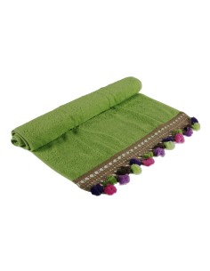 Ensemble de serviettes de bain vertes avec bordure de style rustique 2