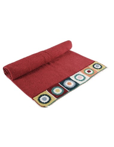 Serviette de bain marron avec bordure en crochet style hippie