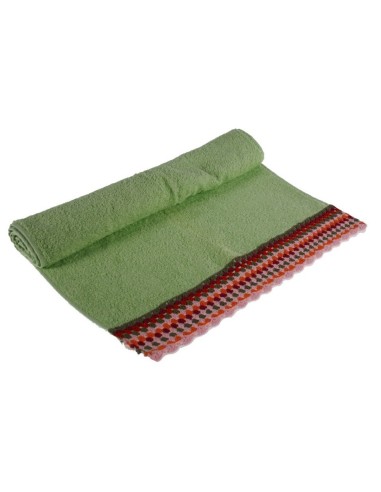 Serviette de bain verte avec bordure au crochet style hippie