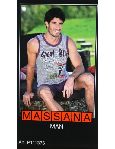Pyjama d'été homme Massana short bleu marine
