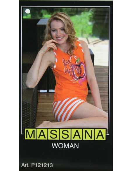 Pijama de mujer Massana verano pantalón corto color naranja. Talla XL