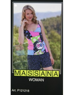 Pijama de mujer Massana verano pantalón corto color multicolor. Talla XL