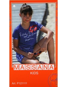  Pijama de nena Massana estiu pantalons curts color blavós amb dibuix talla 12