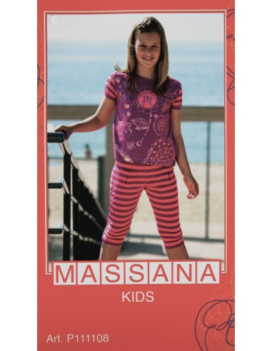 Pantalon de pyjama fille d'été Massana 3/4 couleur fuchsia taille 16