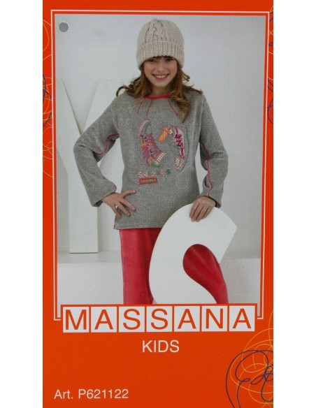 Pijama para niña Massana de invierno color gris con dibujo zapatillas. Talla 10