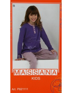Pijama para niña Massana de invierno color purpura con estampado. Talla 14