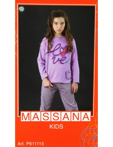 Pyjama hiver fille Massana pantalon long violet taille 16