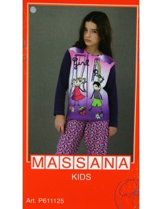 Pijama para niña Massana de invierno color morado con dibujo niños. Talla 16