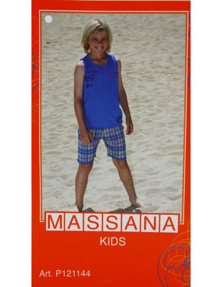 Pijama para niño Massana de verano pantalón corto color azul. Talla 16