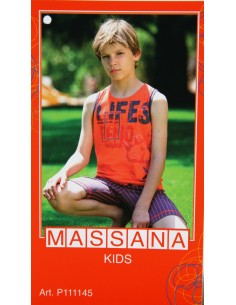Short de pyjama d'été pour garçon Massana à imprimé orange. Taille 16