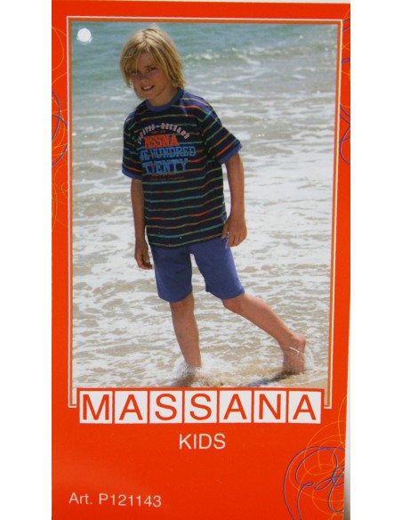 Pijama para niño Massana de verano pantalón corto color azul con estampado.Talla 14