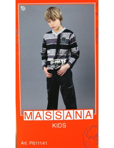 Pyjama d'hiver pour garçon Massana long pantalon gris avec imprimé taille 14