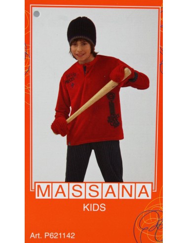 Pyjama d'hiver pour garçon Massana long pantalon rouge foncé avec imprimé taille 18