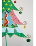 Árbol pequeño de Navidad metal multicolor con bolas decorativas y estrella abeto decoración de sobremesa