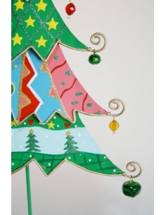 Árbol pequeño de Navidad metal multicolor con bolas decorativas  y estrella abeto decoración de sobremesa 2