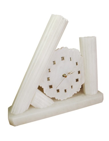 Horloge de table artisanale en pierre d'albâtre décoration de la maison 