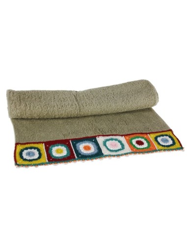 Serviette de bain grise avec bordure au crochet style hippie