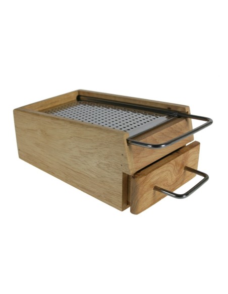Rallador de cocina con depósito de madera. Medidas: 9x12x25 cm.