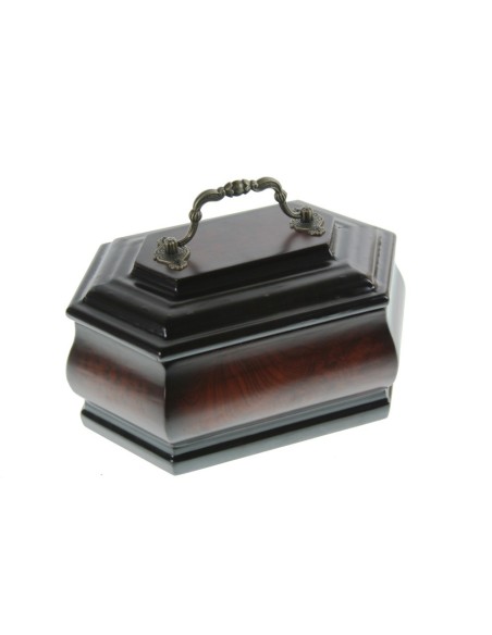 Cofre urna de madera con asa de color nogal estilo clásico decoración hogar. Medidas: 12x20x12 cm.