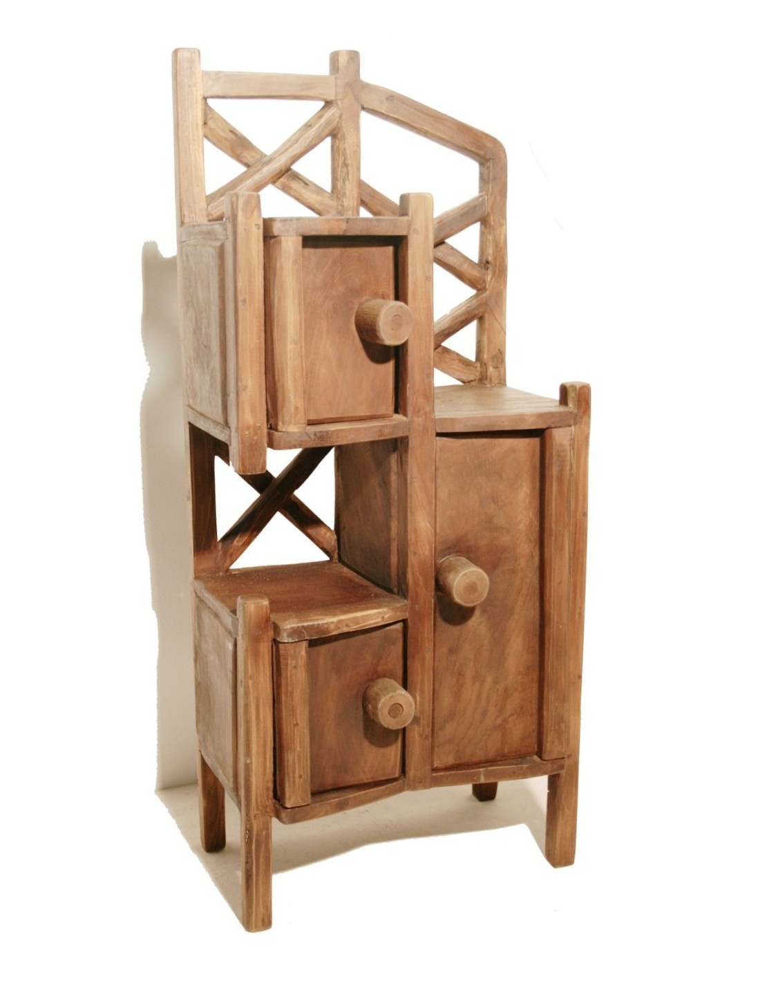 Mueble auxiliar de madera maciza de teka estilo Primitivo