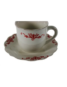 Service à café et thé de 15 pièces de vaisselle en céramique et décoration florale de style rustique. 2