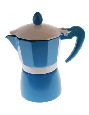 Cafetera per a dues tasses de cafè de color blau i estructura d'alumini per a cafè tradicional parament de cuina