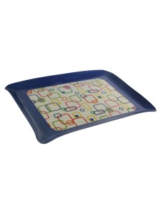 Safata de melamina color blau retro amb estampat simètric servei de taula.
